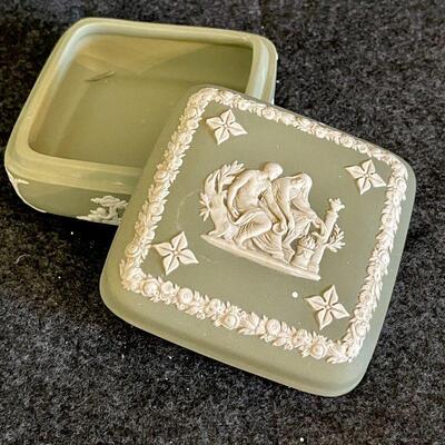 Lot 49  Vintage Green & White Jasperware Box 