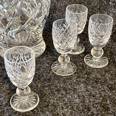 Lot 50  Waterford Crystal COLLEEN Liquor Decanter & 8 Cordial Liqueur Glasses Ireland