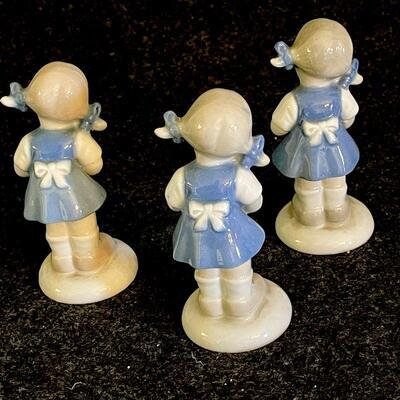 Lot 51  Lladro Look 3 Little Girl Figurines Pigtails 