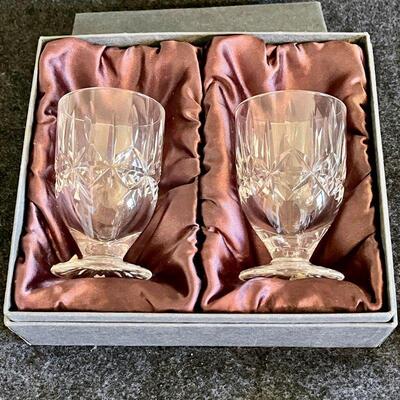 Lot 53  Boxed Waterford Crystal Set of 2 White Wine Goblets 