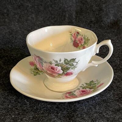 Lot 59 Bone China Tea Cup & Saucer from The China Showroom Dublin Rose Pattern