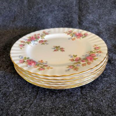 Lot 60  Royal Albert Set of 6 Salad Plates Moss Rose Made in England