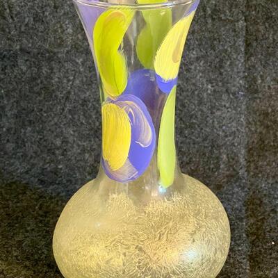 Lot 63  Painted Art Glass Vase Signed Lola