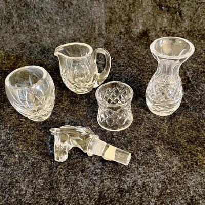 Lot 64  Group of Five Small Waterford Crystal Items Horse Head Stopper Ireland