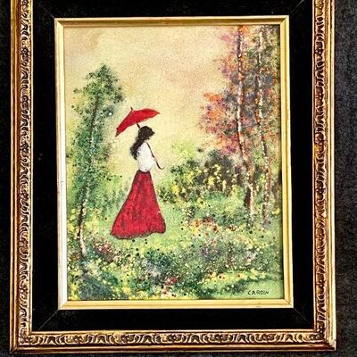Lot 73  Framed Original Artwork Enamel on Copper Signed Cardin w/COA