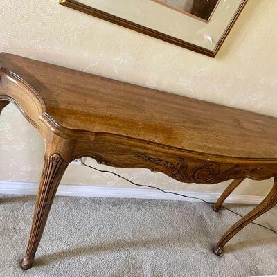 Lot 80  Console Table Oak Finish French Style 