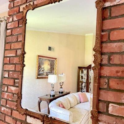 Lot 83  Antique Beveled Mirror in Gold Antiqued Gesso Frame