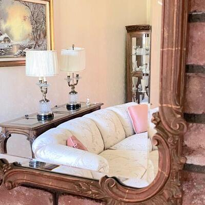 Lot 83  Antique Beveled Mirror in Gold Antiqued Gesso Frame