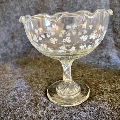 Lot 91  Shamrock Theme Cup & Saucer Pot o' Gold Glass Candy Dish 