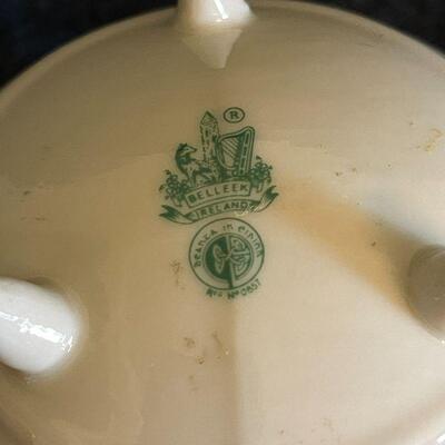 Lot 91  Shamrock Theme Cup & Saucer Pot o' Gold Glass Candy Dish 