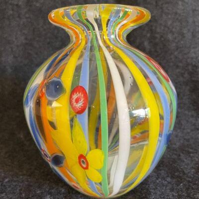 Lot 94  Colorful Art Glass Vase