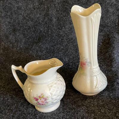Lot 95  Donagal Parian China Vases & Coalport Loretta Figurine