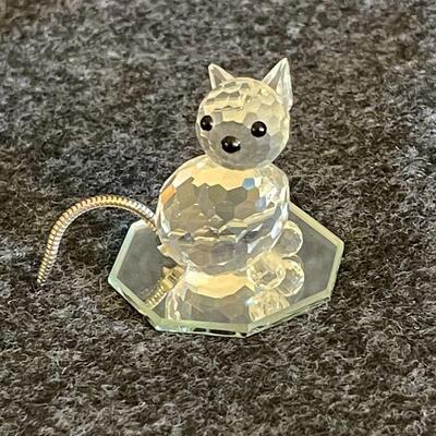 Lot 99 Swarovski Crystal Cat on Mirror Round 