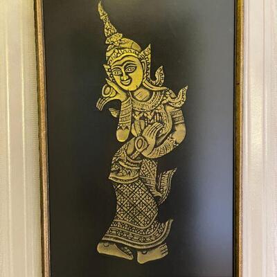 Lot 106  Balinese Dancer Gold Foil Cut Paper Art