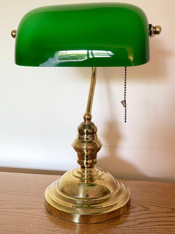 Lot 121 Reproduction Antique Desk Lamp Green Glass Shade