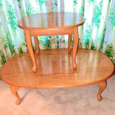 Lot 124  Vintage Oak Coffee Table & Side Table