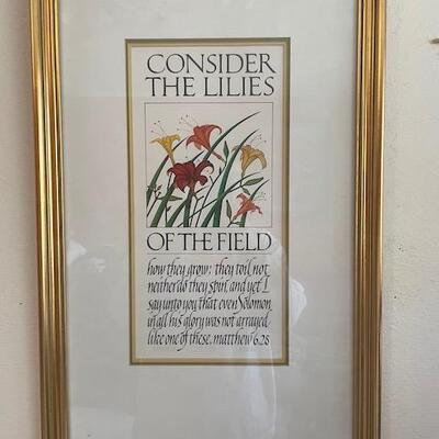 Consider the Lillies of the field print