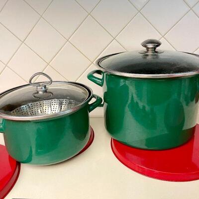 Lot 132  Green Enamel Cook Ware