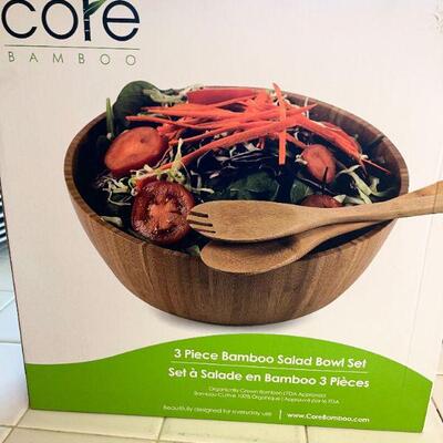 Lot 143  Boxed Core Bamboo Salad Set & OXO Soft Works Salad Spinner 