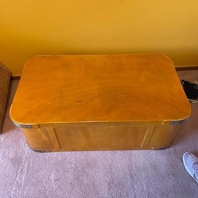 vintage bentwood large covered trunk