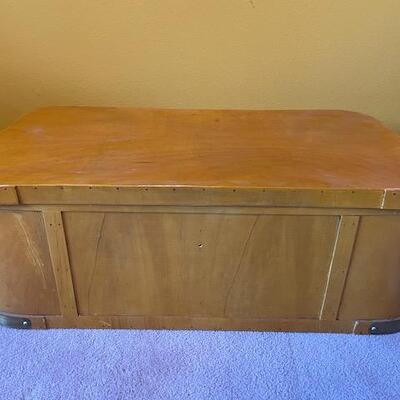 vintage bentwood large covered trunk