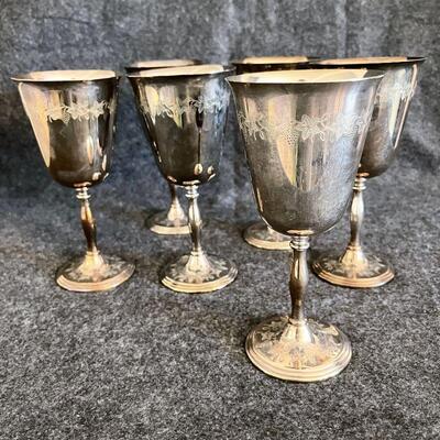 Lot 152  Silver Plate Set of 6 Wine Goblets 