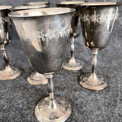 Lot 152  Silver Plate Set of 6 Wine Goblets 