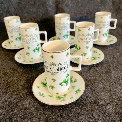 Lot 153  Vintage Lefton Irish Coffee Cups & Saucers