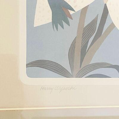 Lot 168  Vintage Framed Vintage Hummingbird & Flower Print Signed Harry Wysaki 
