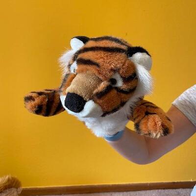 3 Plush Puppets - tiger, dog and bear
