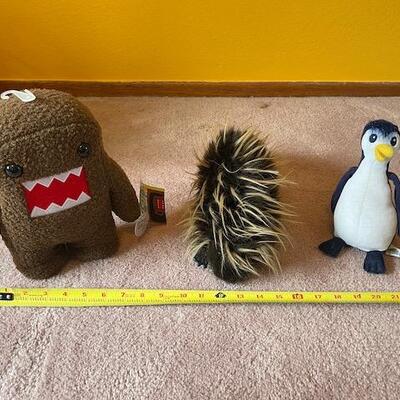 6 Plush toys - Anteater, Horse, Snake, Cow, Penguin and Domo - see pics