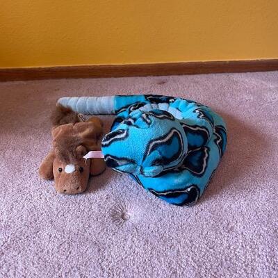 6 Plush toys - Anteater, Horse, Snake, Cow, Penguin and Domo - see pics