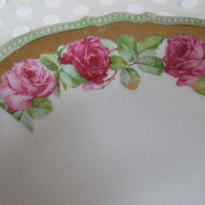 Vintage Selesia Pierced Plate With Pink Roses
