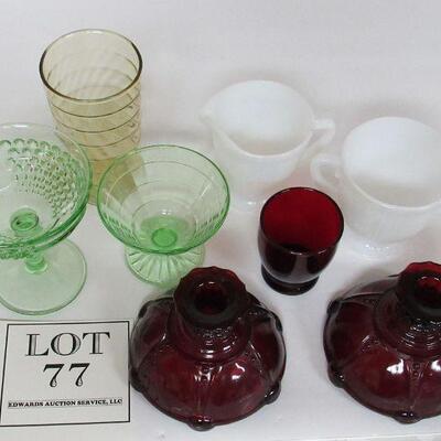 Lot of Depression Glass Ruby Oyster & Pearl, American Sweetheart Monax Sugar & Creamer, More
