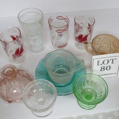 Lot of Vintage Depression Era Glassware 