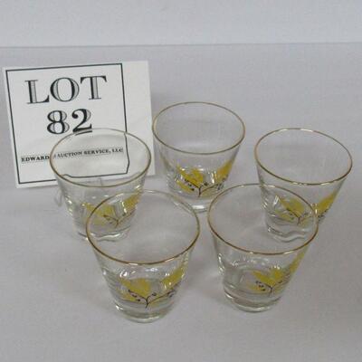 Mid Century Smaller Sized Bar Glasses With Wheat Pattern
