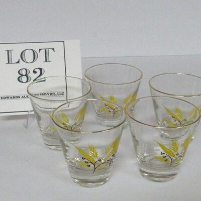 Mid Century Smaller Sized Bar Glasses With Wheat Pattern