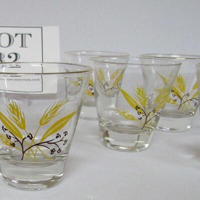 Mid Century Smaller Sized Bar Glasses With Wheat Pattern