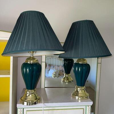 Lot 176. Pair of Dark Green Table Lamps