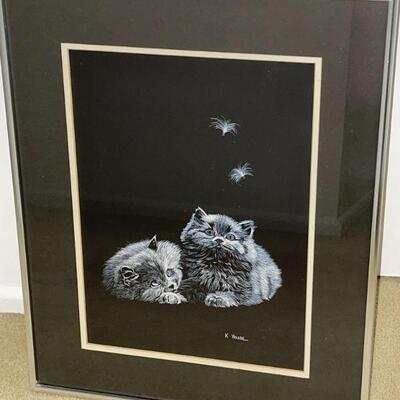 Lot 178.  Framed Litho Kitty Corner by Yaude COA