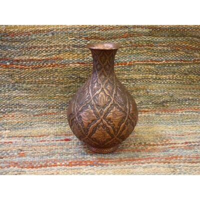 Persian Engraved Brass Vase Ghalamzani 7"Âx5"Â Retail $864.36