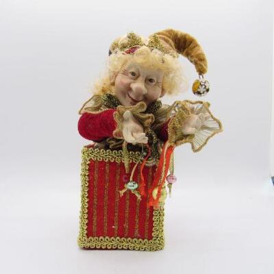 Jester Jack in a Box Ornament Red & Gold