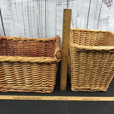 Pair of Wicker Storage Baskets Bins