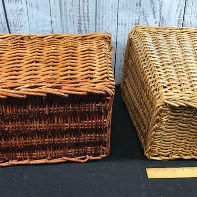 Pair of Wicker Storage Baskets Bins
