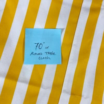 Vintage Bright Yellow Striped Tablecloth 70
