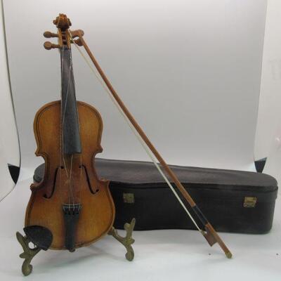 Miniature String Instrument Violin with Bow in Case 