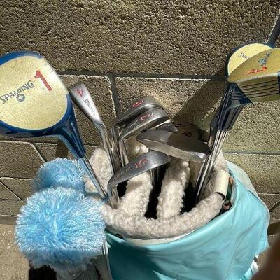 Lot 185. Vintage Spaulding Ladies Golf Clubs & Bag