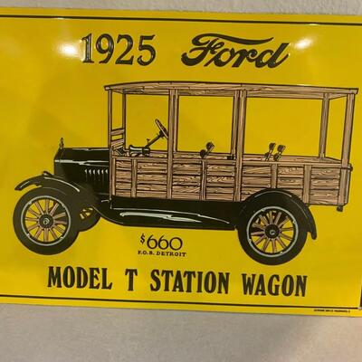 Modern Ford model T station wagon tin sign