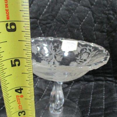 Lot 2 - Etched Compote Crystal - Flower Designs 