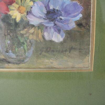 Lot #136: Georges Danset Framed Floral Artwork 